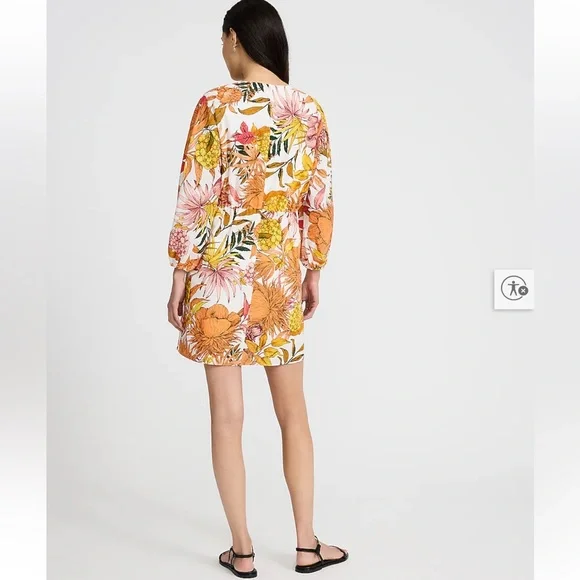 EXPRESS - Floral Linen-Blend V-Neck Tie Wrap Mini Sheath Dress - NWT SMALL - Picture 2 of 6